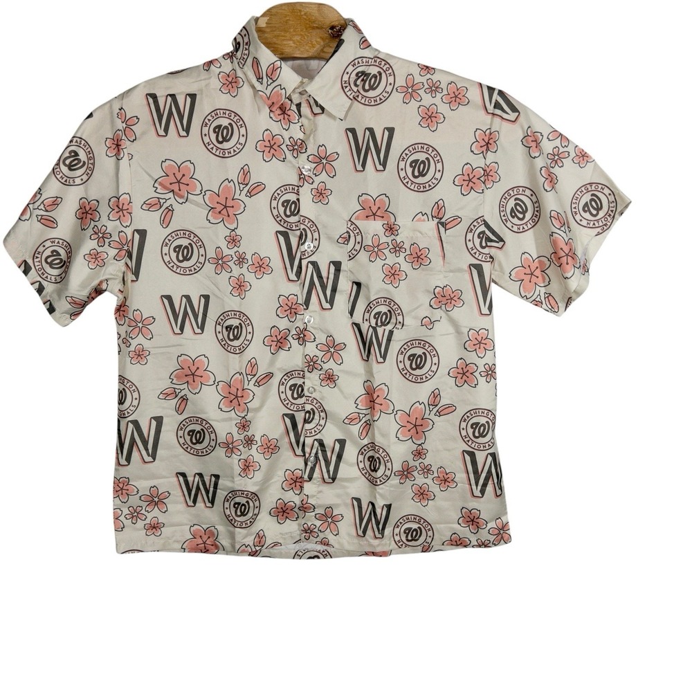 MLB Washington‎ Nationals Hawaiian Button Down Shirt Mens Large Resortwear Beach
